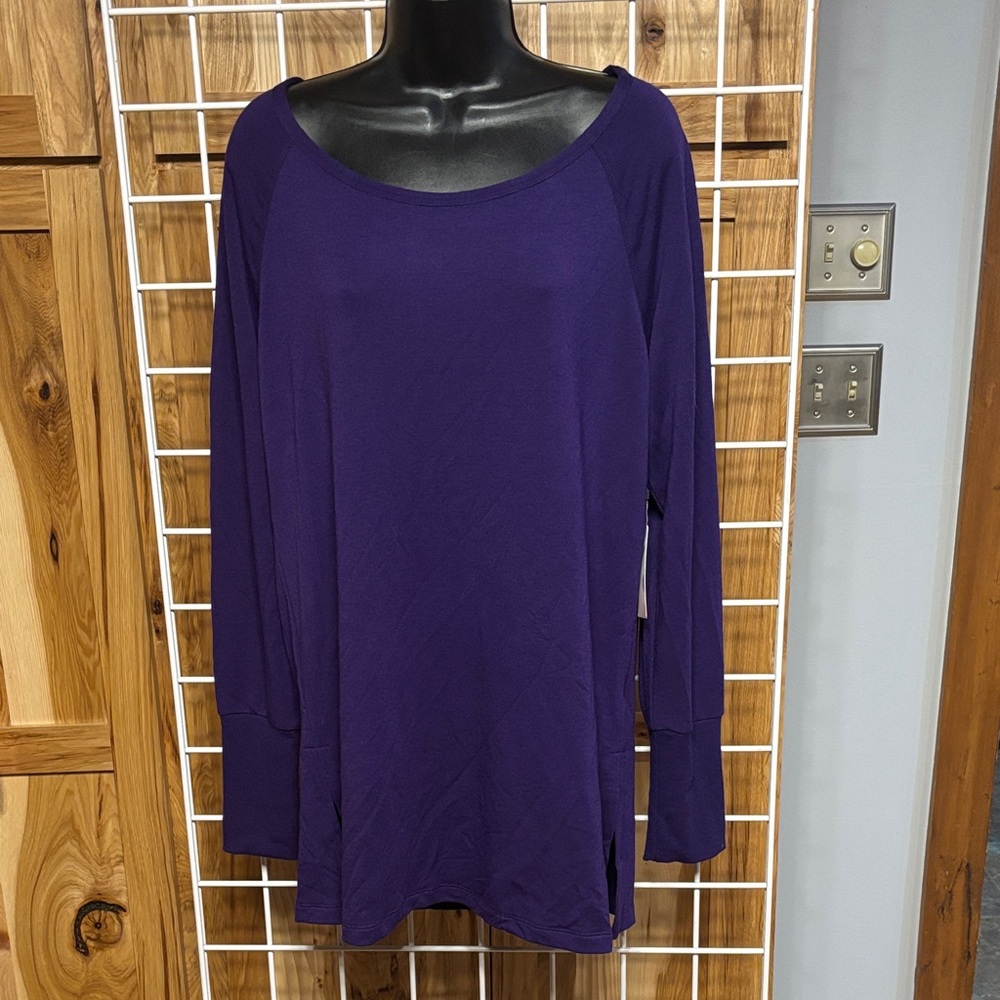Pink Lotus Rich Purple Scoop Neck Sweater